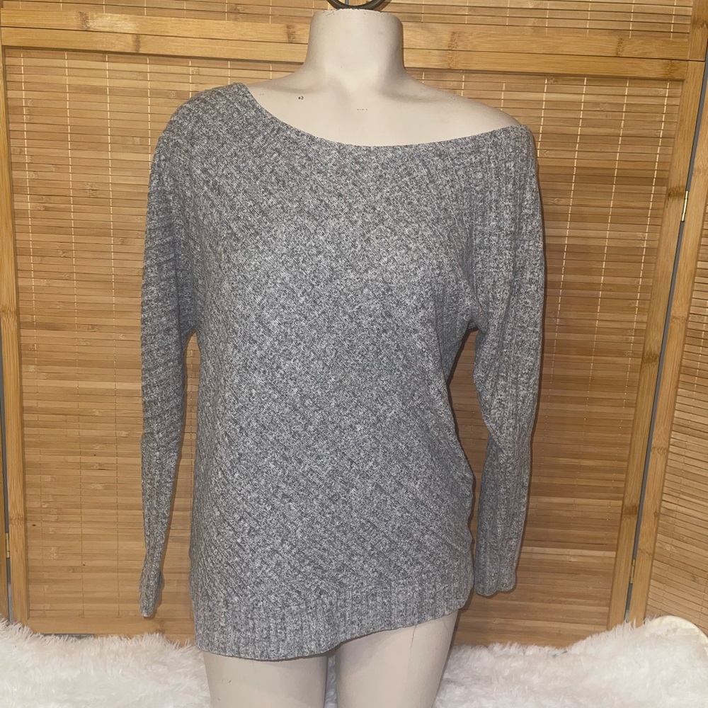 Juicy Couture gray diagonal stripe sweater womans small